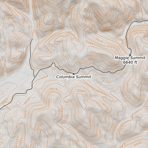 OpenTopoMap map of Columbia Summit, NV