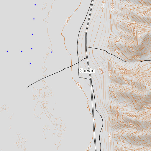 OpenTopoMap map of Corwin Post Office (historical), NV