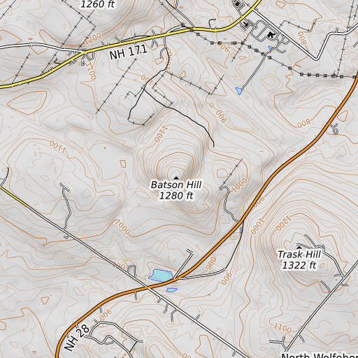 OpenTopoMap map of Batson Hill, NH
