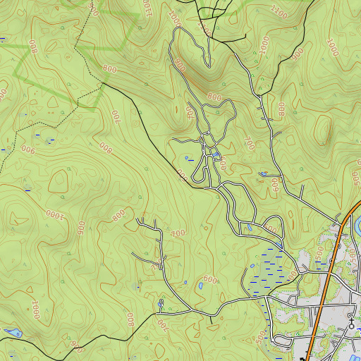 OpenTopoMap map of Hill Brook, NH