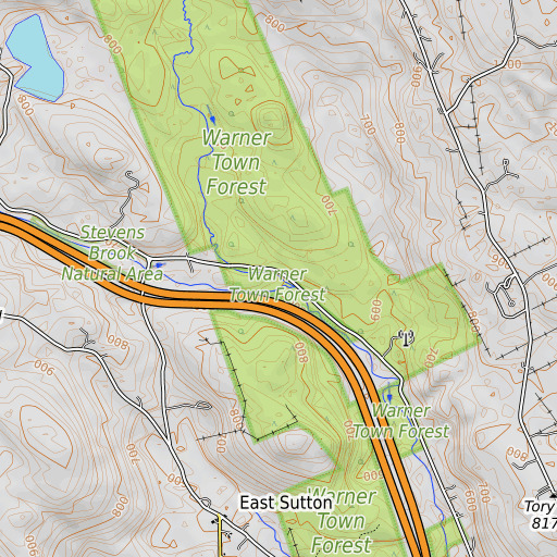 OpenTopoMap map of Meadow Brook, NH