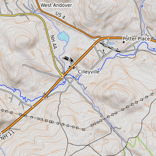 OpenTopoMap map of Mountain Brook, NH