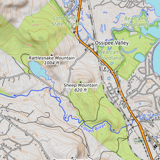OpenTopoMap map of Sheep Mountain, NH