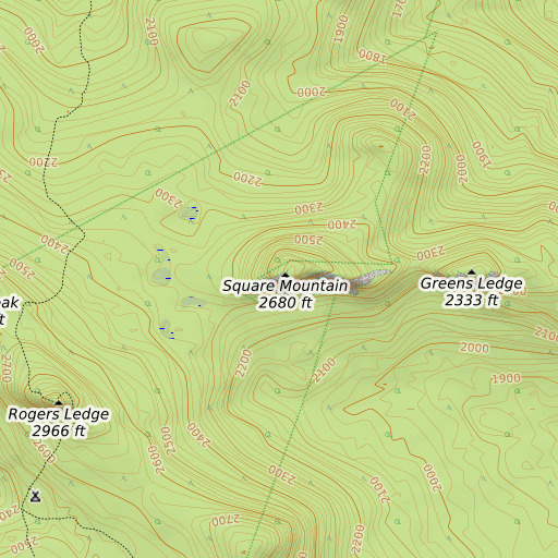 OpenTopoMap map of Square Mountain, NH