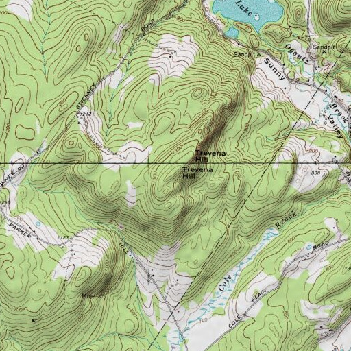 USGS 24K topo map of Trevena Hill, NH