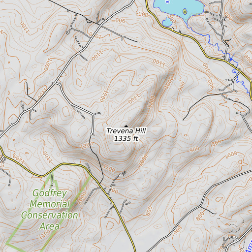 OpenTopoMap map of Trevena Hill, NH