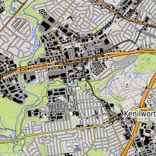 OpenTopoMap map of Blackbrook Park, NJ