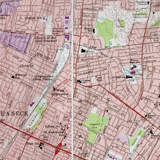 USGS 24K topo map of Bryant Elementary School, NJ