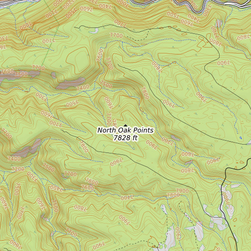 OpenTopoMap map of North Oak Points, AZ