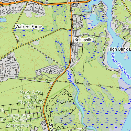 OpenTopoMap map of Cedar Branch, NJ