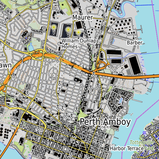 OpenTopoMap map of Central Park, NJ