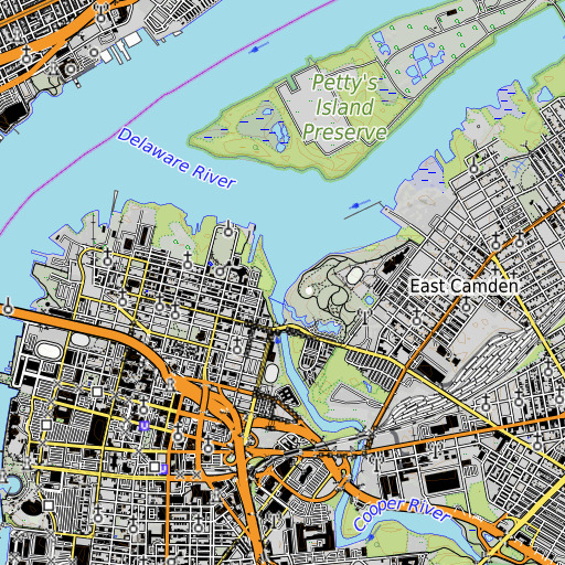 OpenTopoMap map of Cooper River, NJ