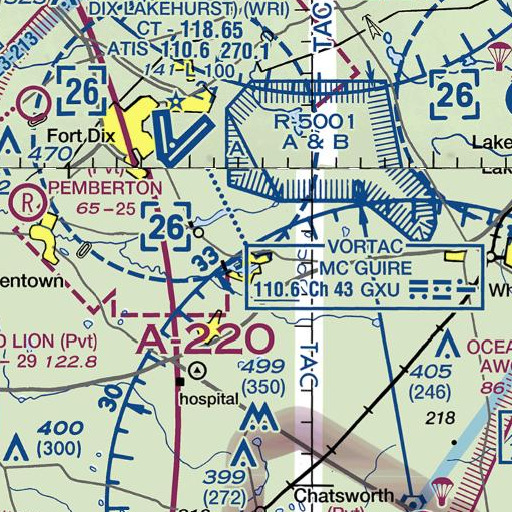 FAA VFR chart of Cranberry Branch, NJ