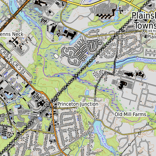 OpenTopoMap map of Cranbury Brook, NJ
