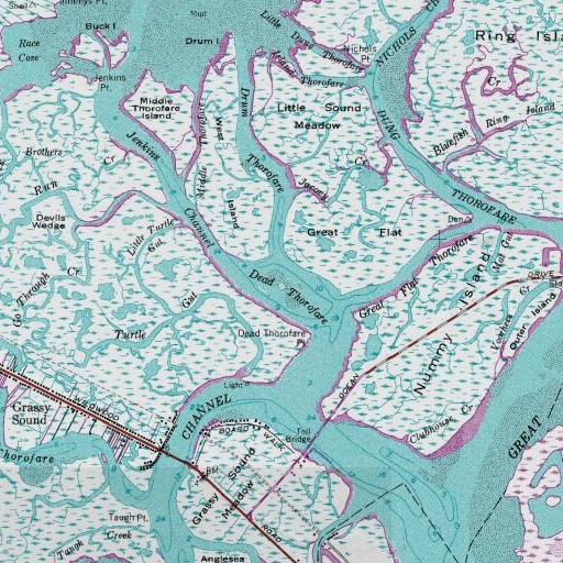 USGS 24K topo map of Dead Thorofare, NJ