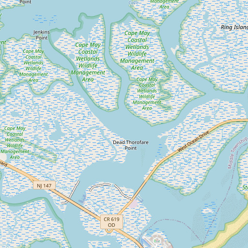 OpenStreetMap map of Dead Thorofare, NJ