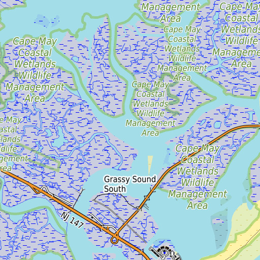 OpenTopoMap map of Dead Thorofare, NJ