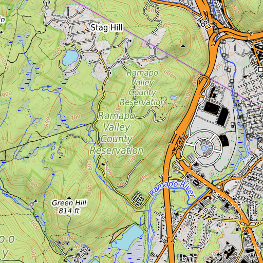 OpenTopoMap map of Houvenkopf Mountain, NJ