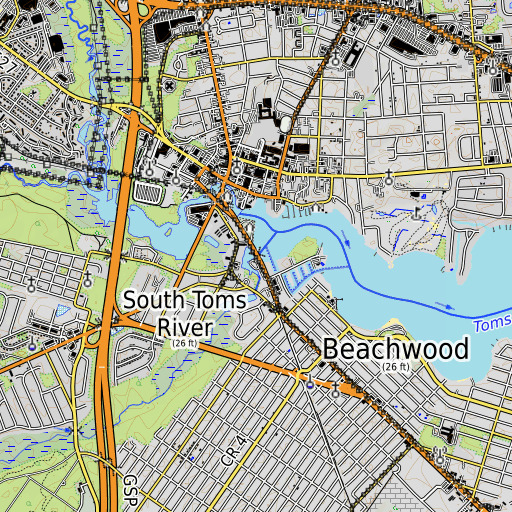 OpenTopoMap map of Jakes Branch, NJ