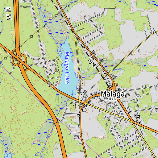 OpenTopoMap map of Malaga Branch, NJ
