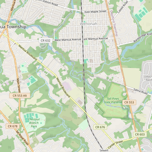 OpenStreetMap map of Monongahela Brook, NJ