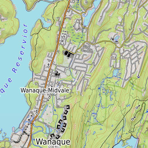 OpenTopoMap map of Green Swamp Brook, NJ