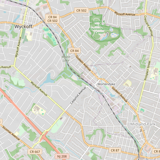 OpenStreetMap map of Maple Lake, NJ