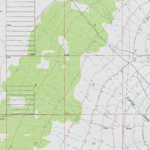 USGS 24K topo map of Capitol Dome Draw, NM