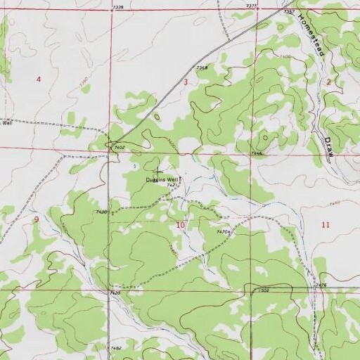 USGS 24K topo map of Duggins Well, NM