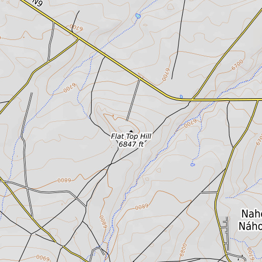 OpenTopoMap map of Flat Top Hill, NM