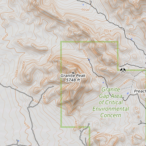OpenTopoMap map of Granite Peak, NM