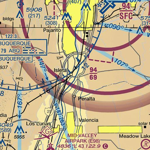FAA VFR chart of Isleta Riverside Drain, NM