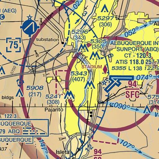 FAA VFR chart of Kit Carson Elementary School, NM