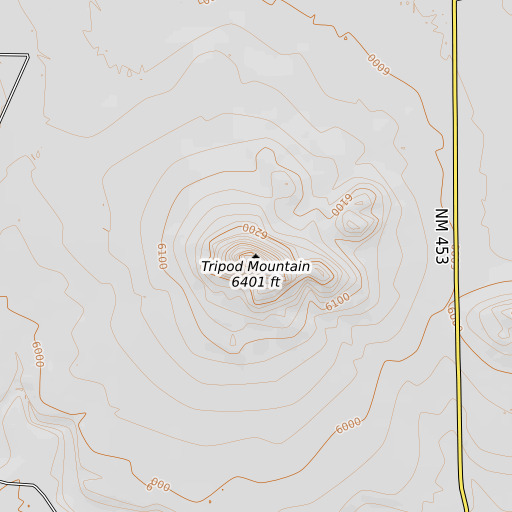 OpenTopoMap map of Tripod Mountain, NM