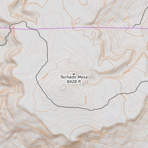 OpenTopoMap map of Techado Mesa, NM