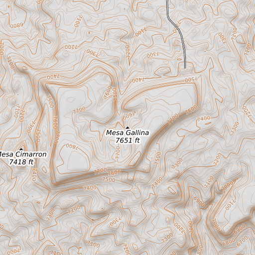 OpenTopoMap map of Mesa Gallina, NM