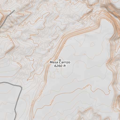 OpenTopoMap map of Mesa Carrizo, NM