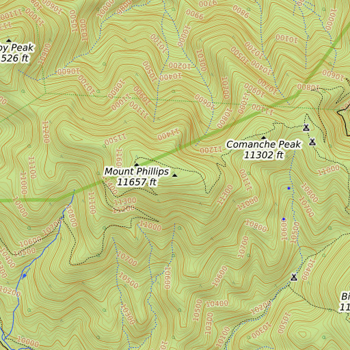 OpenTopoMap map of Mount Phillips Camp, NM
