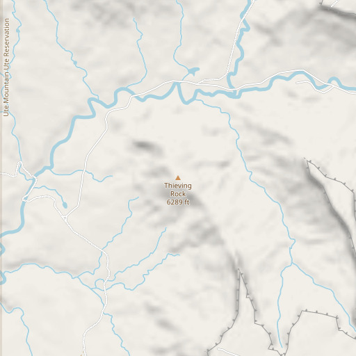 OpenStreetMap map of Thieving Rock, NM