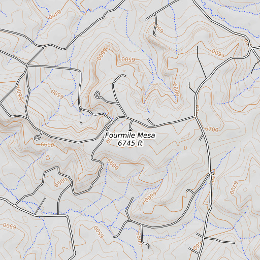 OpenTopoMap map of Fourmile Mesa, NM