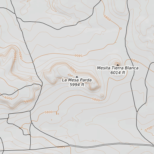 OpenTopoMap map of La Mesa Parda, NM