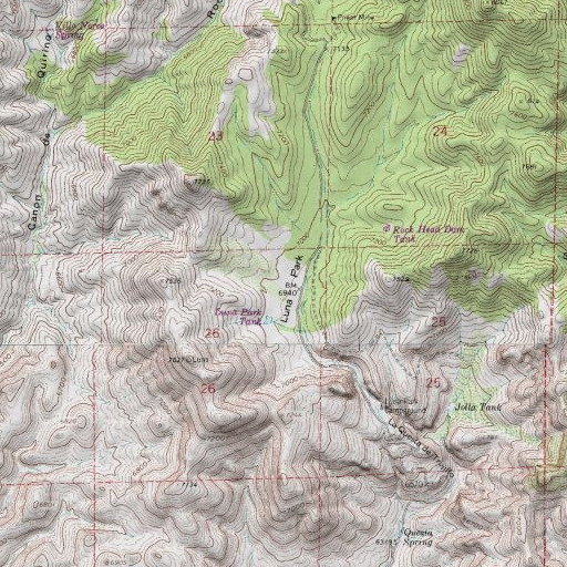 USGS 24K topo map of Luna Park, NM
