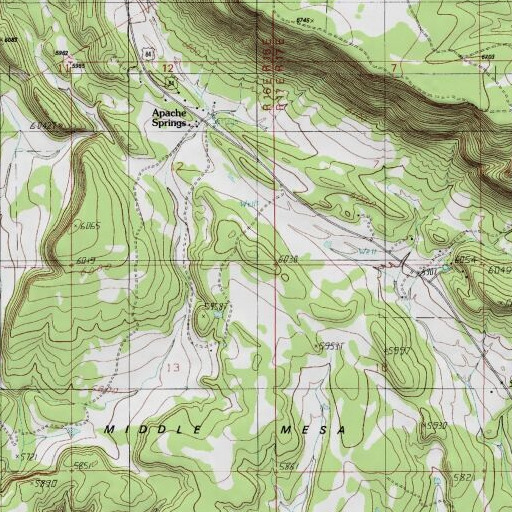 USGS 24K topo map of Middle Mesa, NM