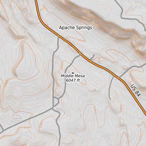 OpenTopoMap map of Middle Mesa, NM