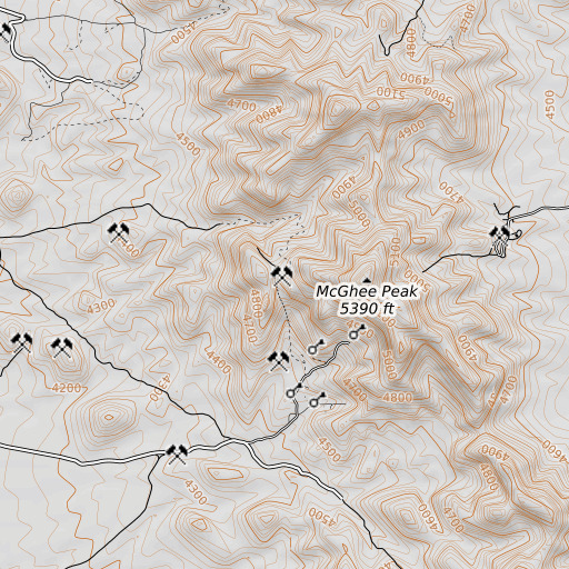 OpenTopoMap map of Dewey Prospect, NM