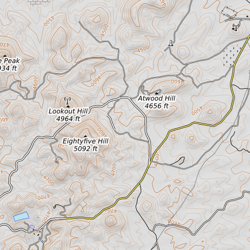 OpenTopoMap map of Dry Town Lode, NM