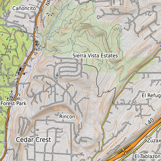 OpenTopoMap map of Section One Mine, NM