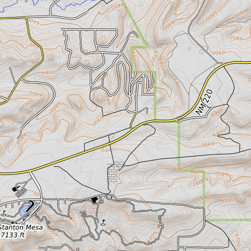 OpenTopoMap map of Angus Pet, NM