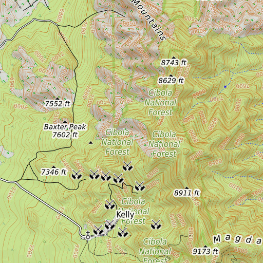 OpenTopoMap map of Sleeper, NM
