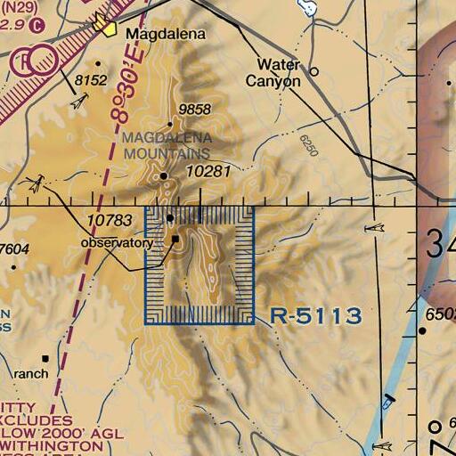 FAA VFR chart of Sidewinder, NM